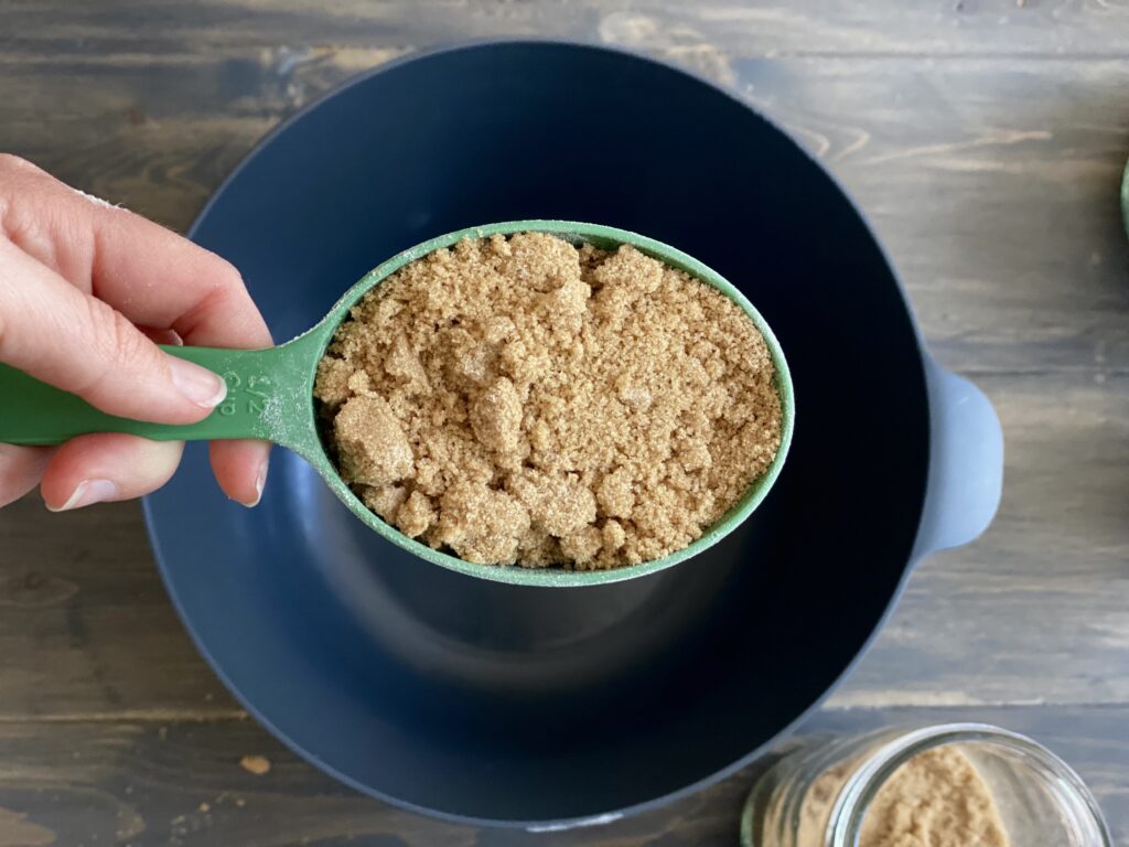 Brown sugar in a measuring cup