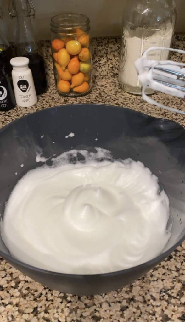 Beaten egg whites with peaks