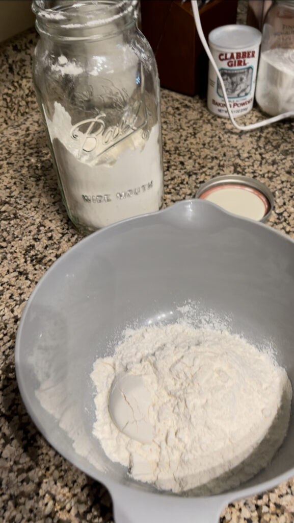 Flour sifted into medium bowl.