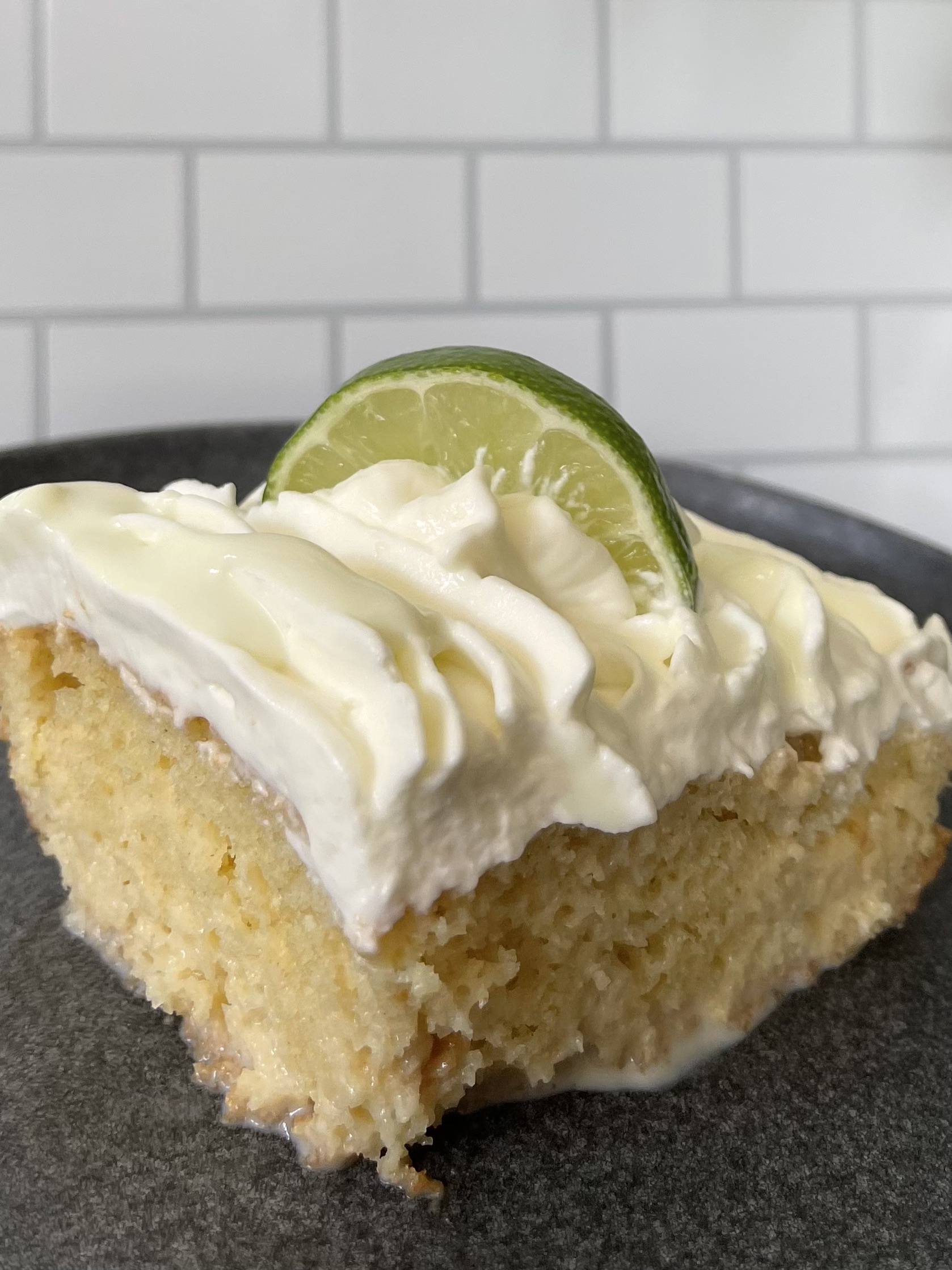 Slice of Key lime tres leche