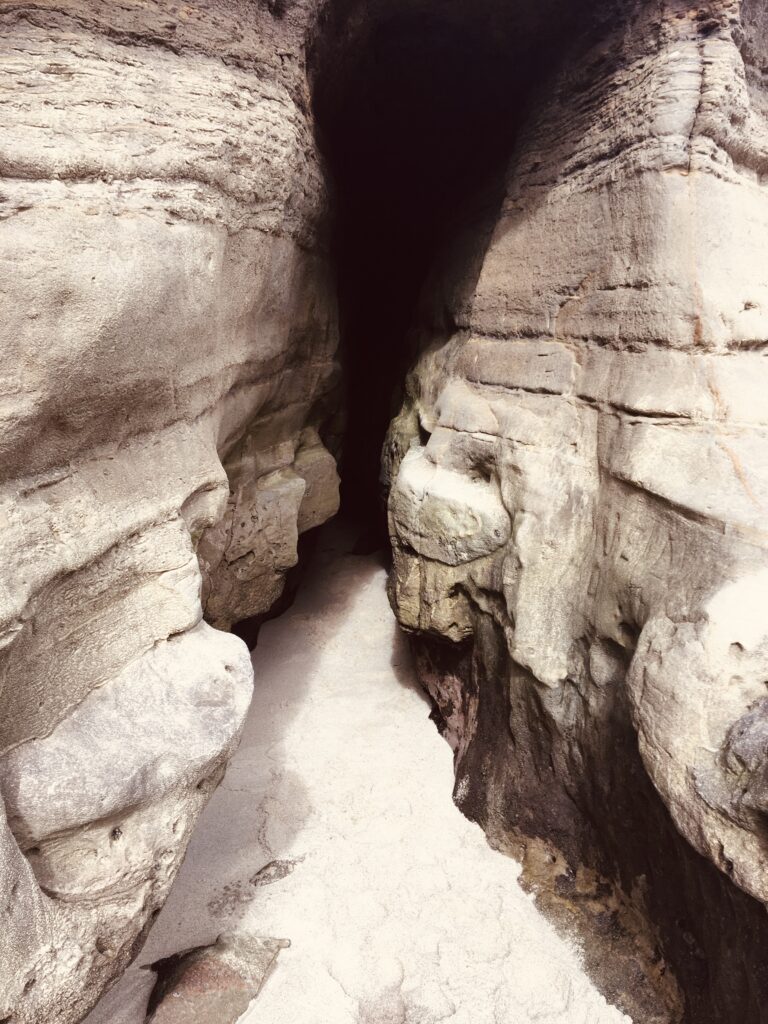 Slot canyon down on the beach in La Jolla