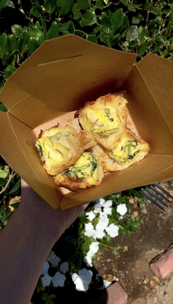 Bacon and egg quiche from Quiet storm roasters and bakers.