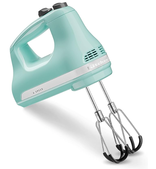 KitchenAid 6 Speed Hand Mixer with Flex Edge Beaters - KHM6118, Ice Blue