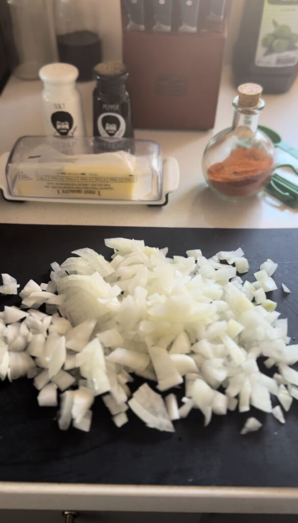 diced onion for chicken paprikash