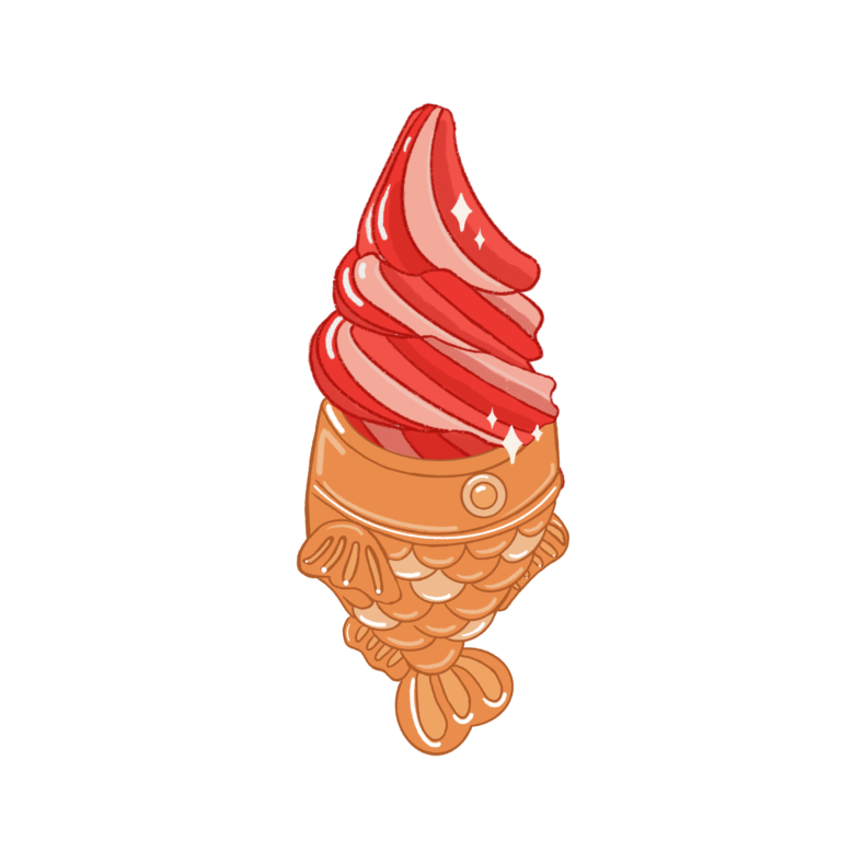 Strawberry Taiyaki Ice Cream Sticker