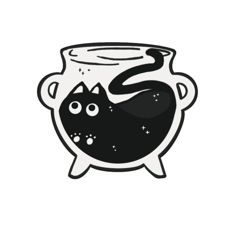 Black Cat Cauldron Sticker, Cute Halloween Sticker, Black Cat Potion, Cute Sticker, Water-Resistant Sticker, Cauldron Sticker, Kitty Sticker