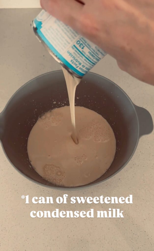 Prepping three milks for tres leche