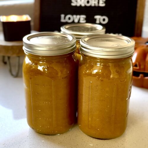 Homemade pumpkin puree in mason jars