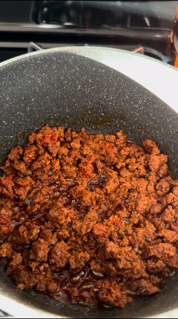 Cooking chorizo for Sopa De Chorizo Con Papas: Chorizo and Potato Soup