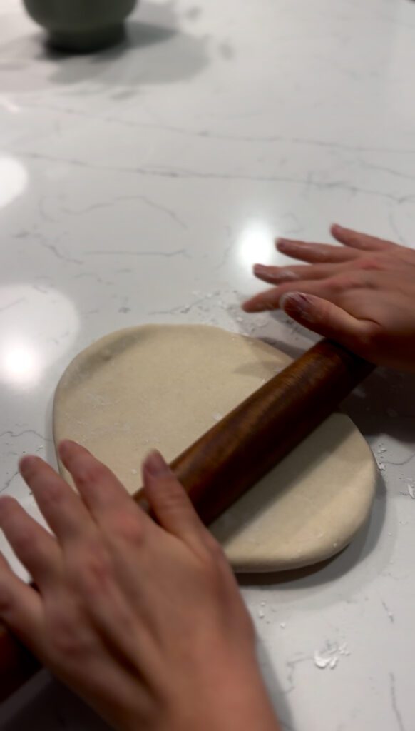 Udon Noodle Dough Ball Rolled out