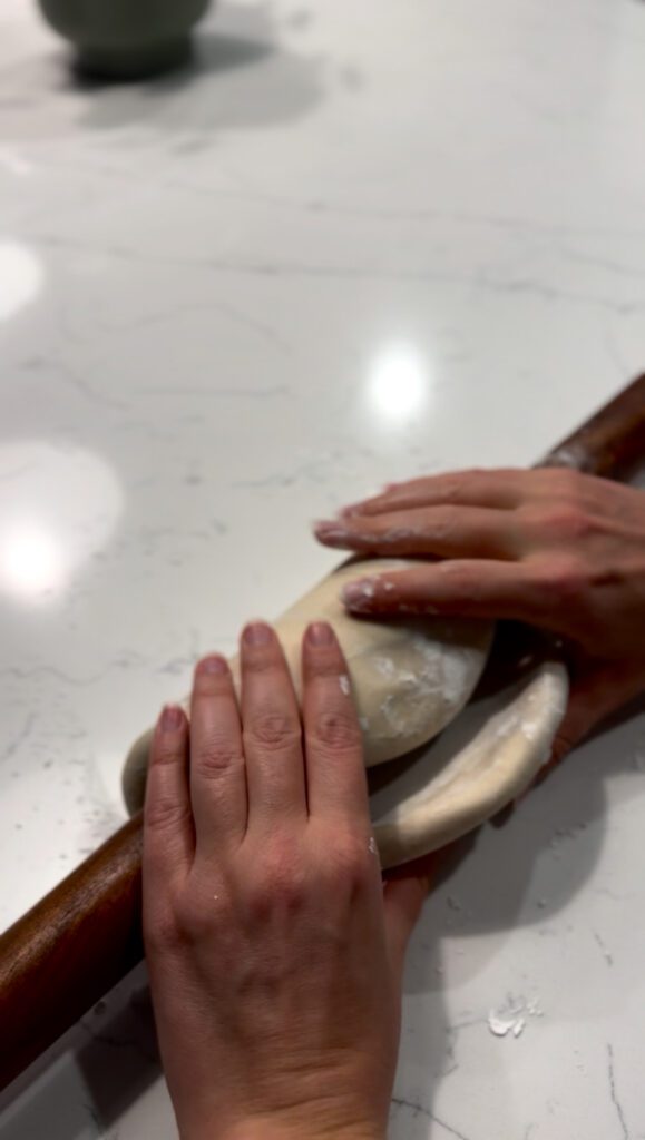 Udon Noodle Dough Ball Rolled out