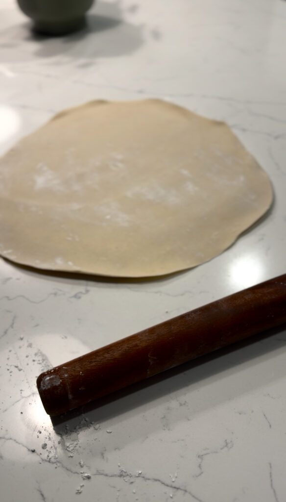 Udon Noodle Dough Ball Rolled out