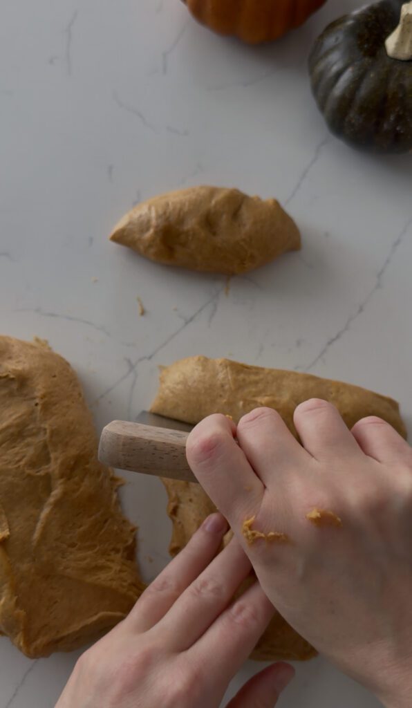 Dividing the dough into 12 pieces
