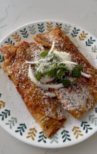 Chicken enchiladas with red sauce made from costco chicken