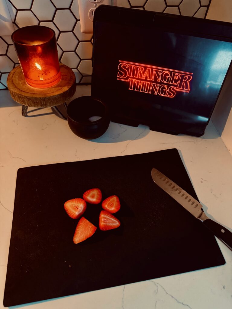 fresh strawberries cut in half