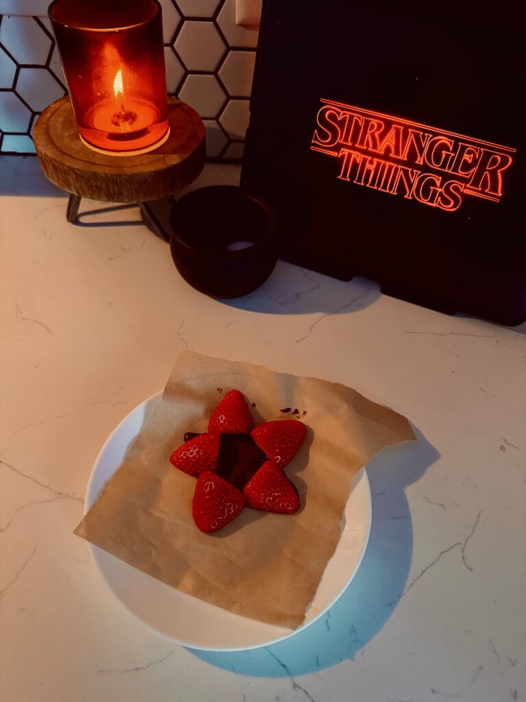 placing strawberries in the star shape