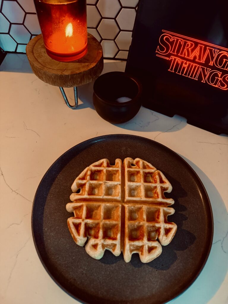 fresh waffle out of the waffle maker