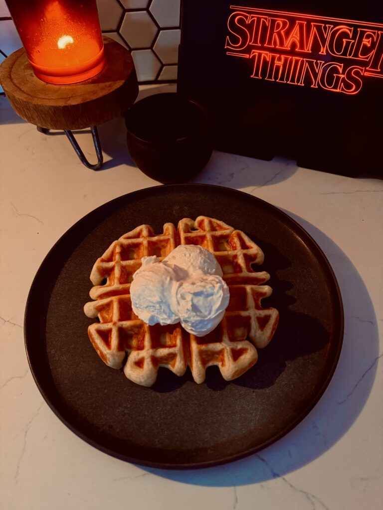 fresh whipped cream on the new waffle