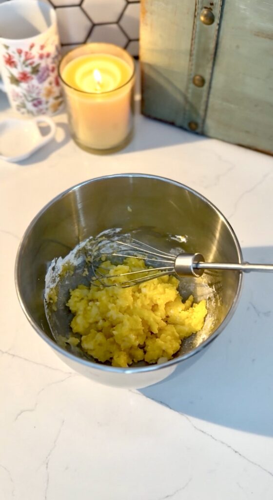 mixed together the three egg yolks, cornstarch and sugar in a bowl.