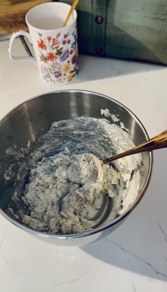 Cream cheese mixture in a bowl