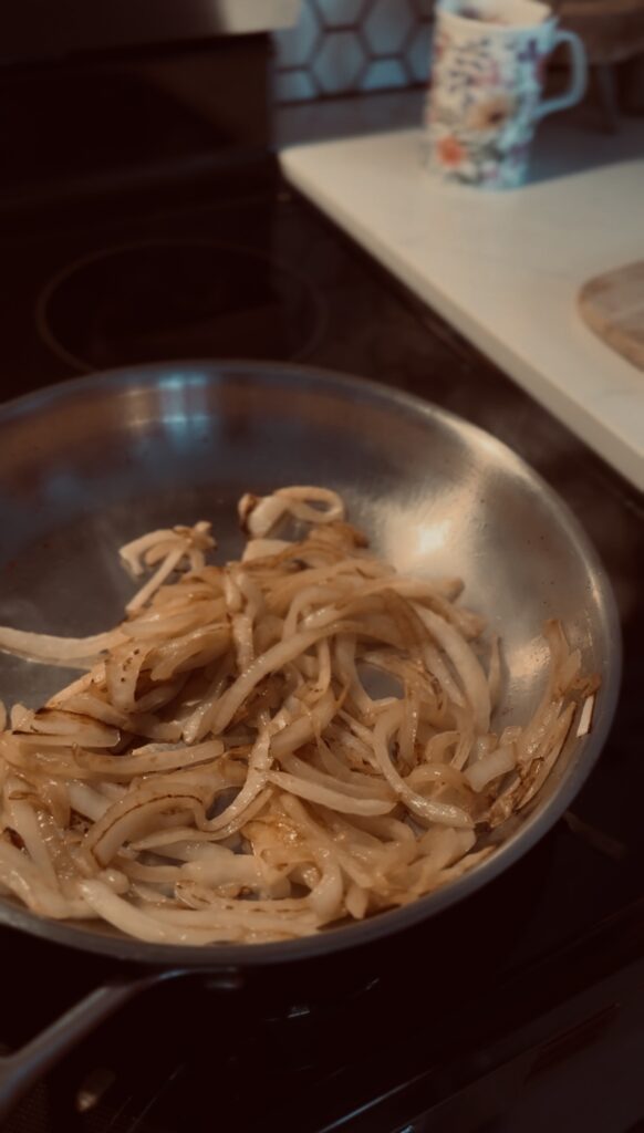 caramelized onions in a pan
