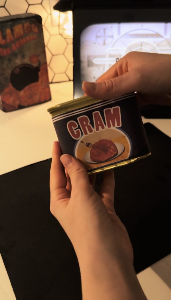 Holding a cram “spam” can