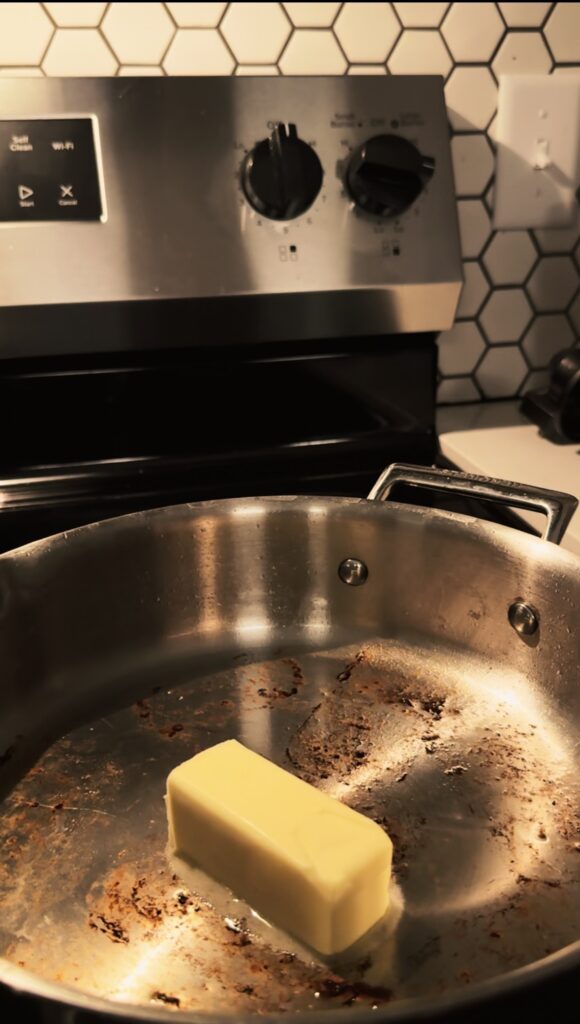 melting butter in a pan