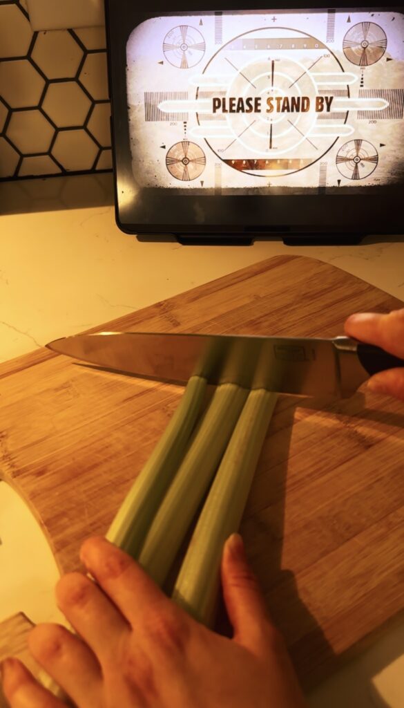 chopped celery for clam chowder