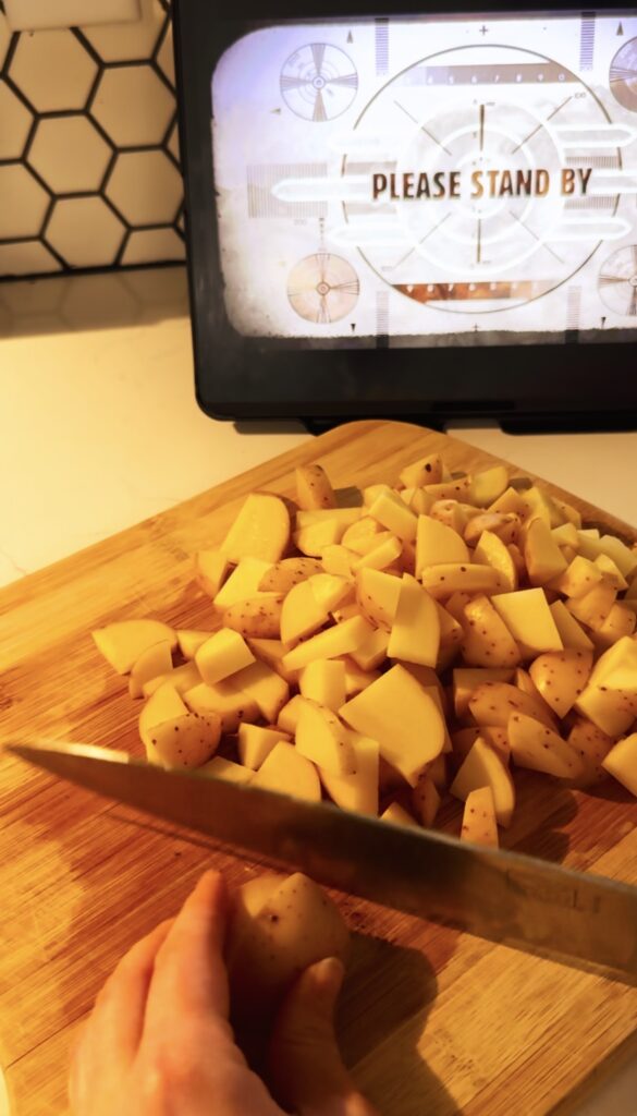 cubing potatoes for clam chowder