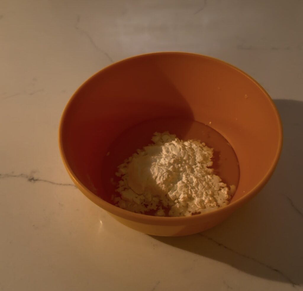 cornstarch and water in a bowl